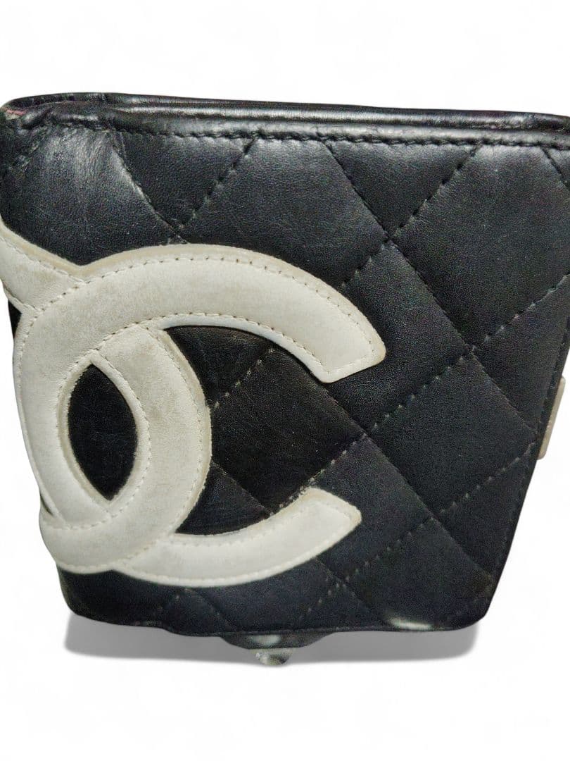 シャネル CHANEL 二つ折り財布 カンボンライン ココマーク がま口　牛革