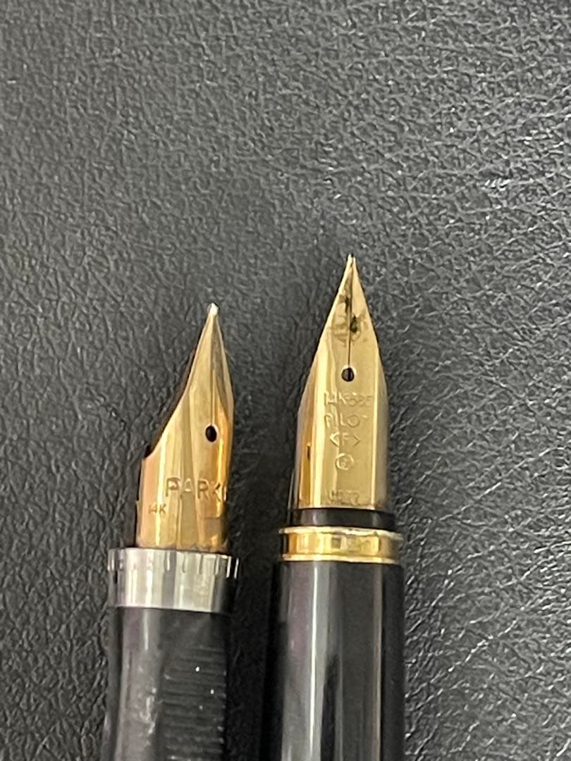 万年筆3本セット14金 ペン先・シルバー・ブラック チェック柄