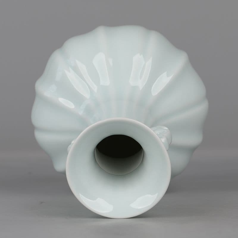宋湖田窯影青釉瓜稜双耳瓶 景徳鎮 陶磁器 装飾品 現代工芸品美術品 置物