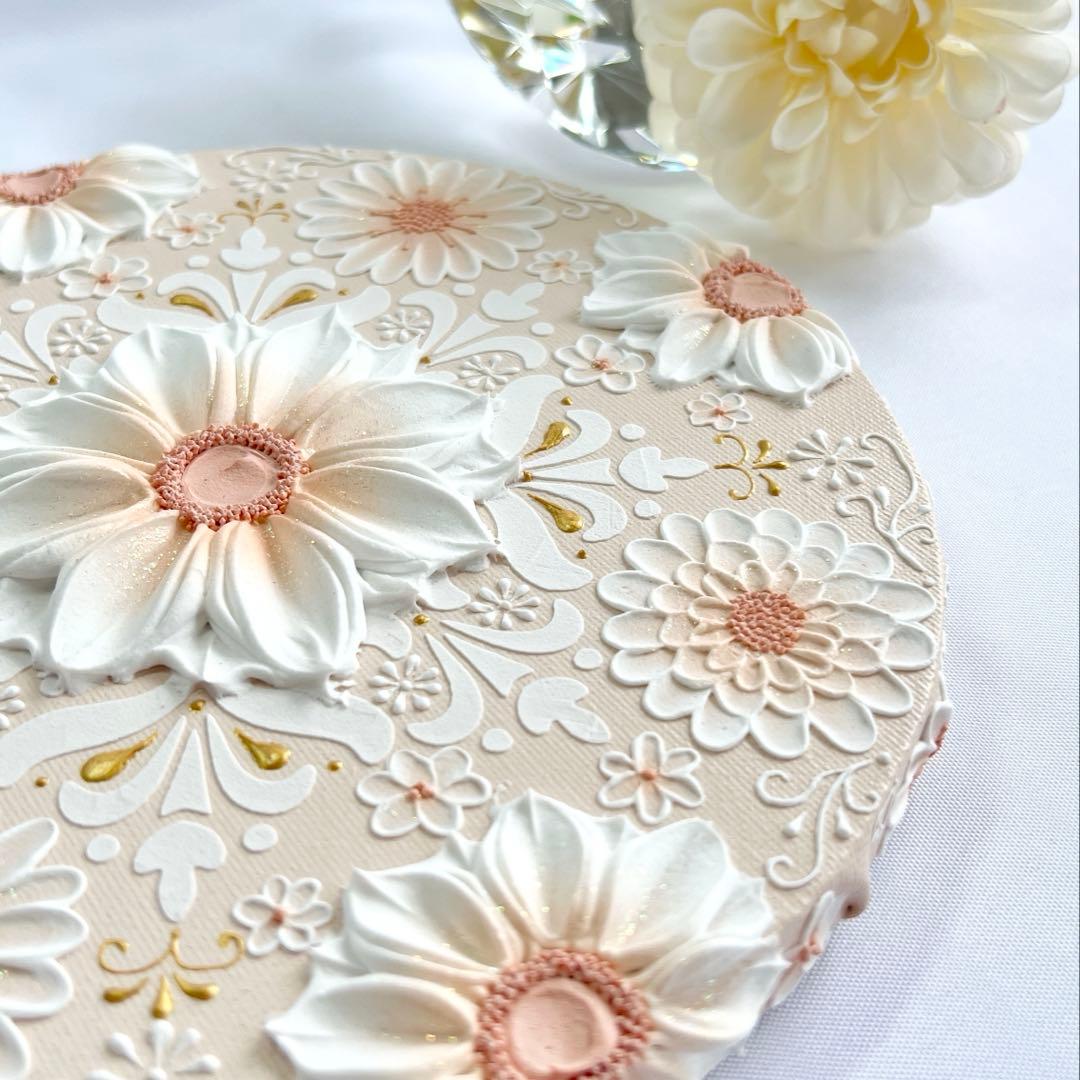 melia テクスチャーアート　花の絵　絵画　インテリアアート　花　立体　絵