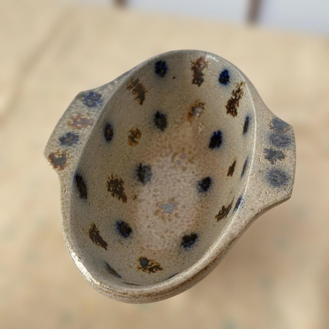 民藝　岩井窯　山本教行さん　塩秞　耳付楕円鉢　中サイズ