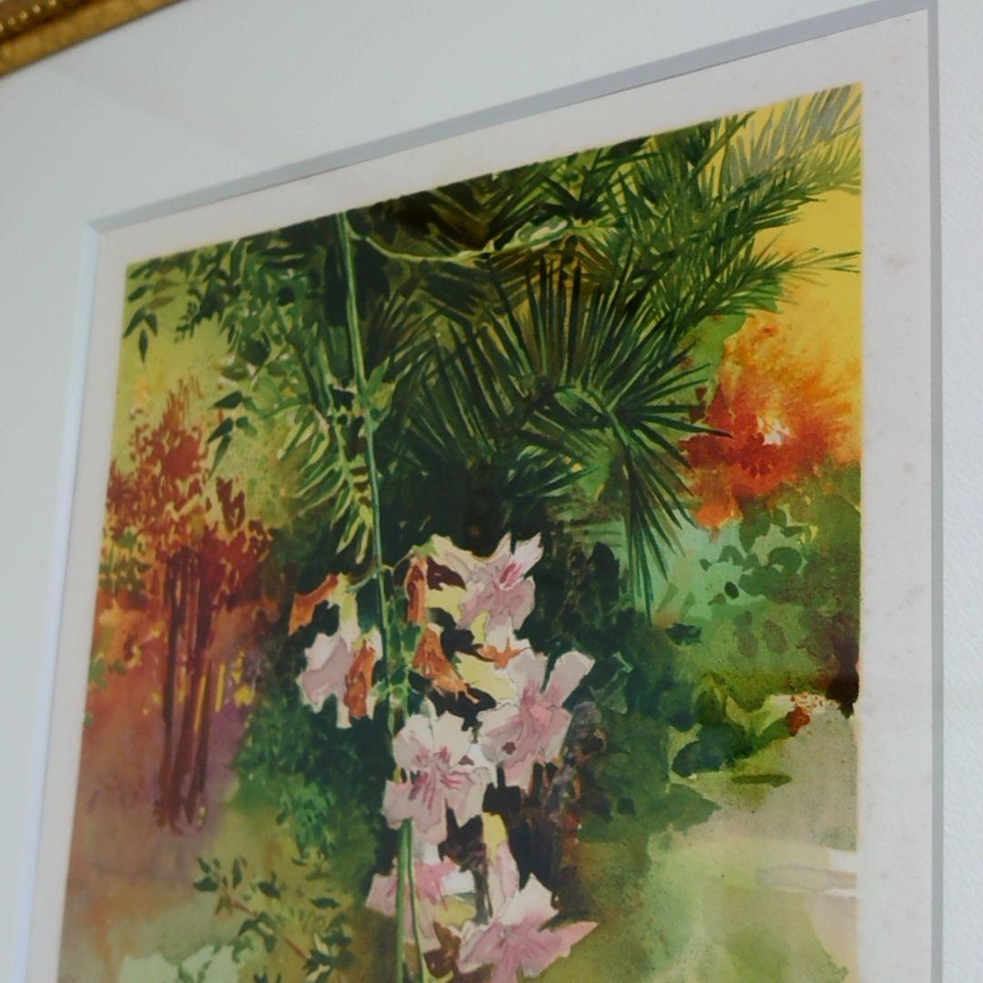 【8000円値下げ】トレンツ・リャド「つりがね草」リトグラフ 版画 58.5cm