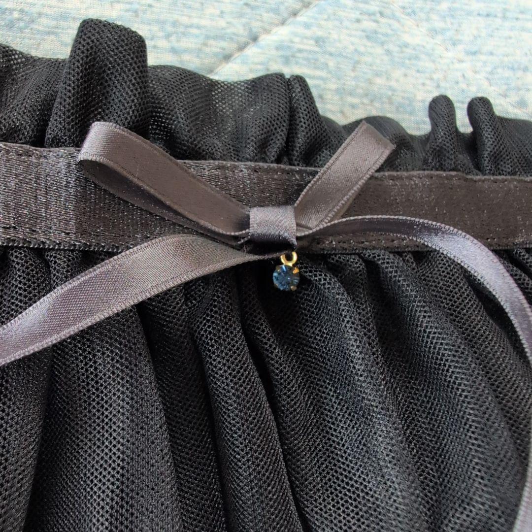 【未使用タグ付】フランシュリッペ 2wayチュールフレアスカート レース M 紺