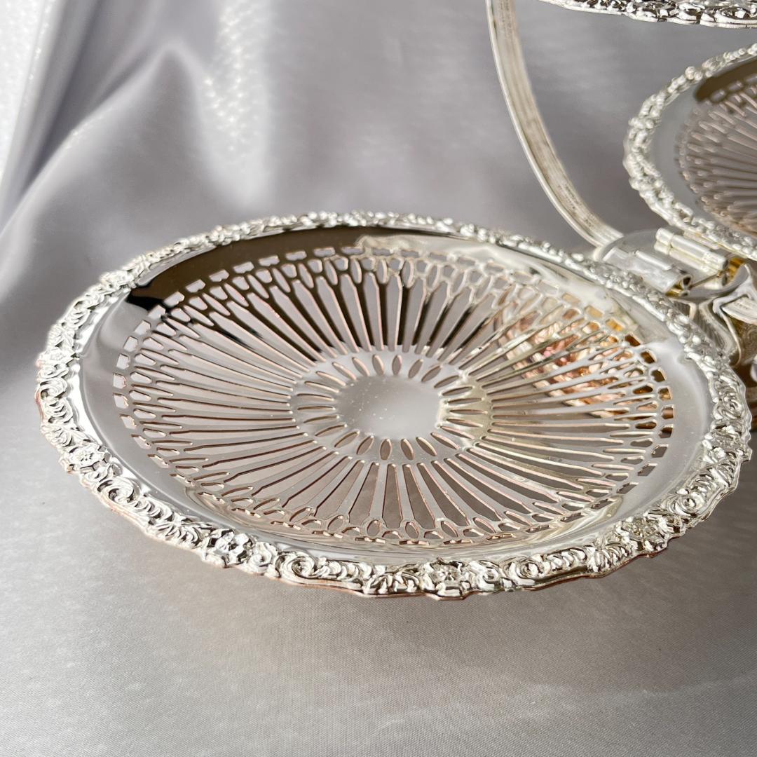 【英国】 ケーキスタンド 　Queen Anne バタフライ式