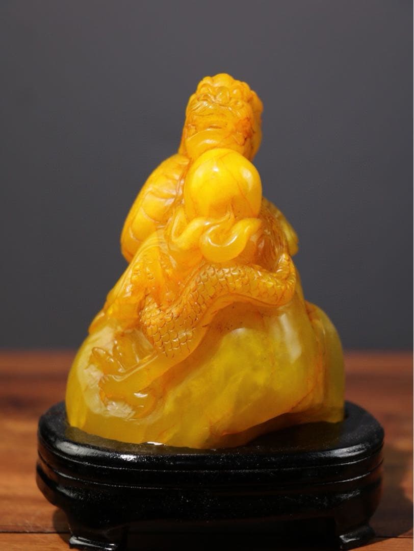 旧家蔵出古美術　盤山龍·藏龍 細工彫刻　寿山石 時代物　アンティーク　骨董品