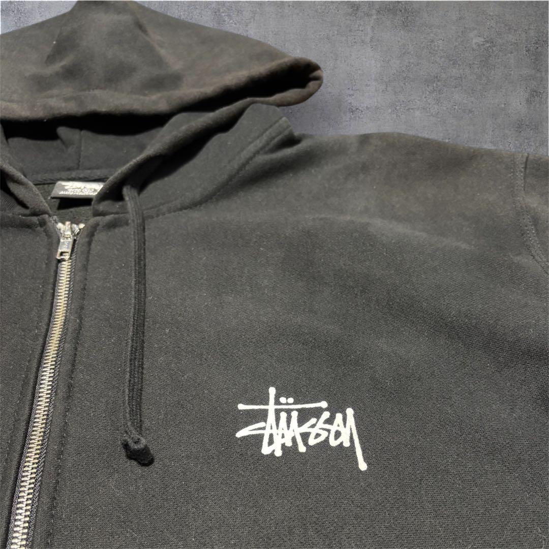 【極美品】STUSSY ステューシー ジップパーカー ビッグロゴ 黒 XLサイズ