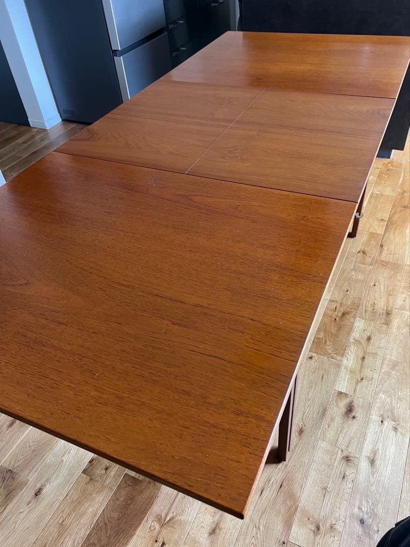 北欧ヴィンテージ　ダイニングテーブル　チーク　ドローリーフ　エクステンション