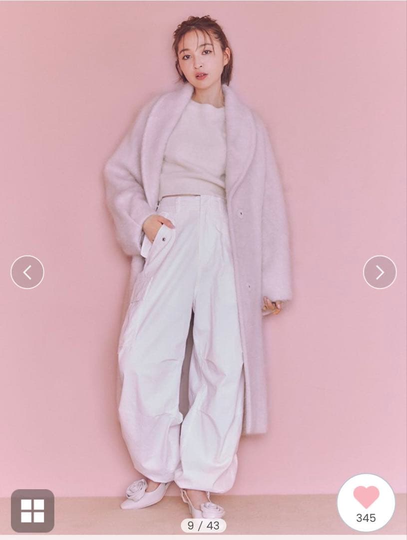 SNIDEL アイボリー　シャギーロングコート