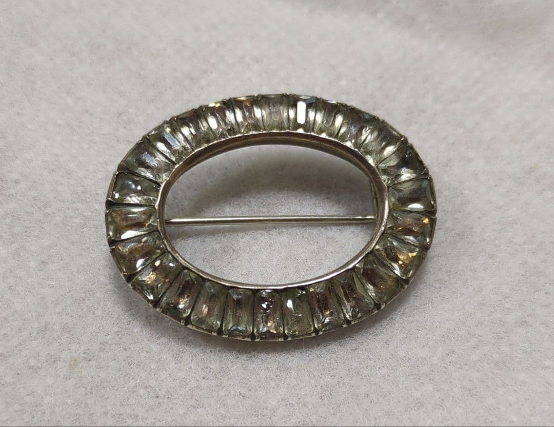 アンティーク　ジョージアン　オーバル　ペースト　ガラス　ブローチ