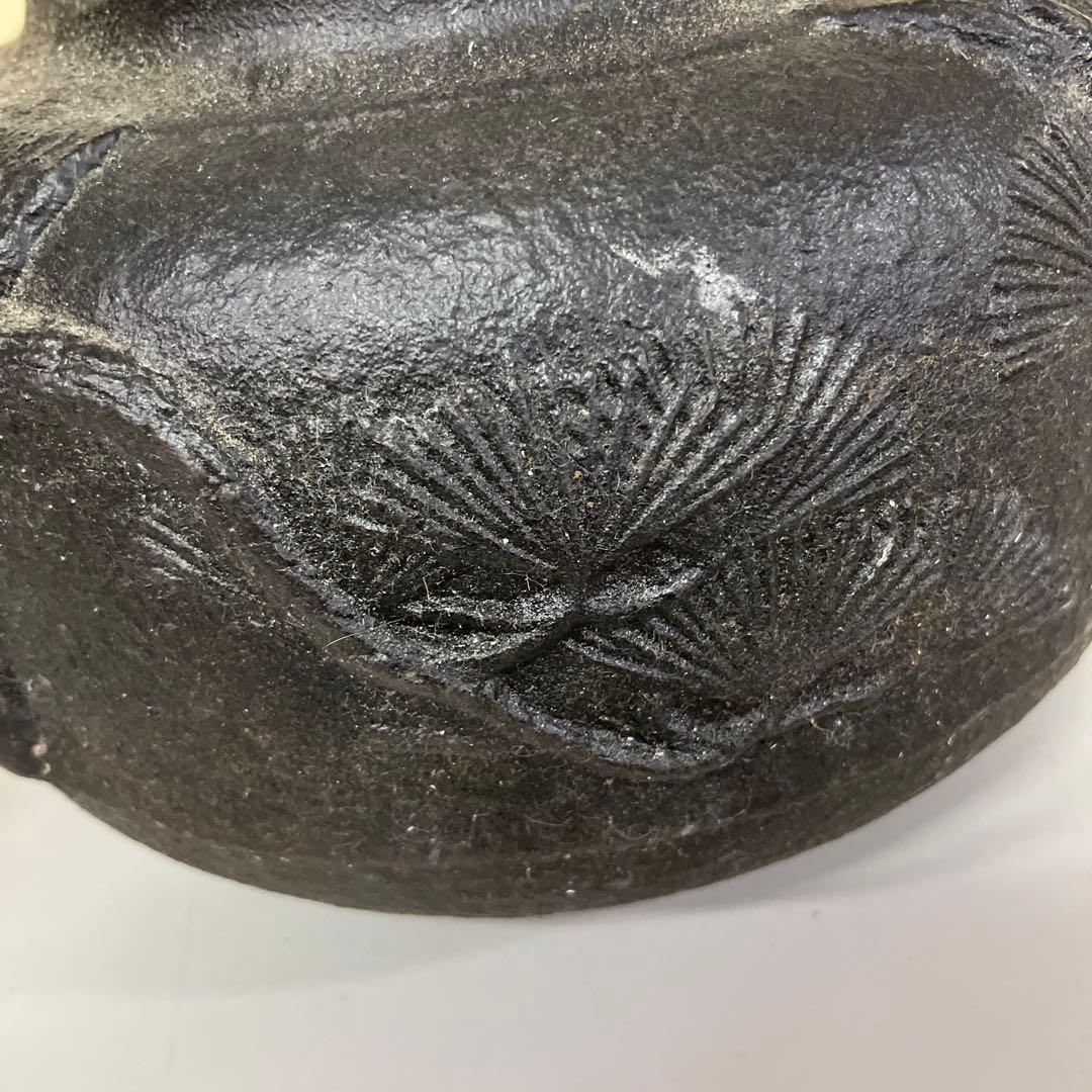 E-1 昭和レトロ 当時物 古道具 伝統工芸品 鉄瓶 松葉紋様 霰 丸型 やかん