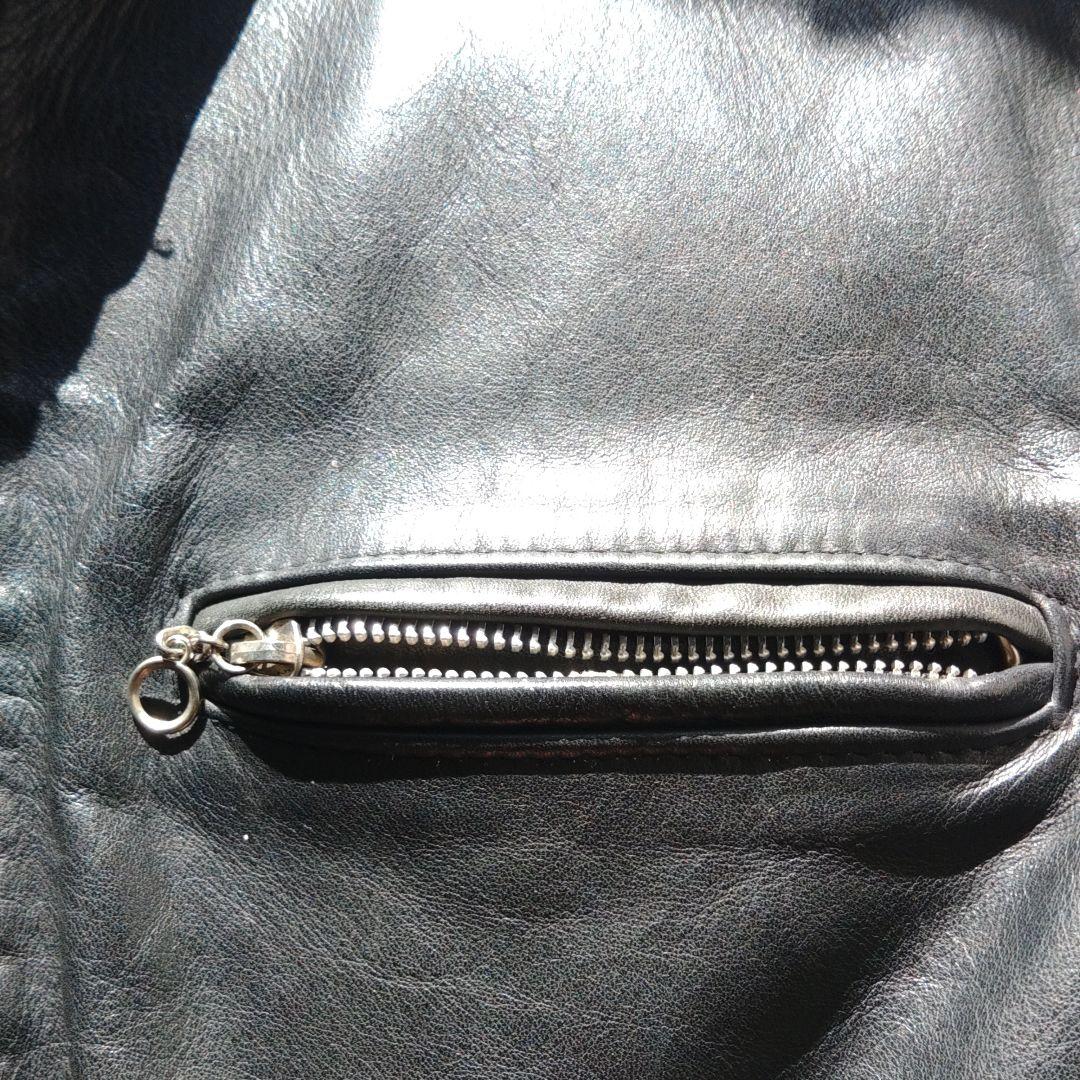 schott ブラックレザーシングルライダースジャケット 42