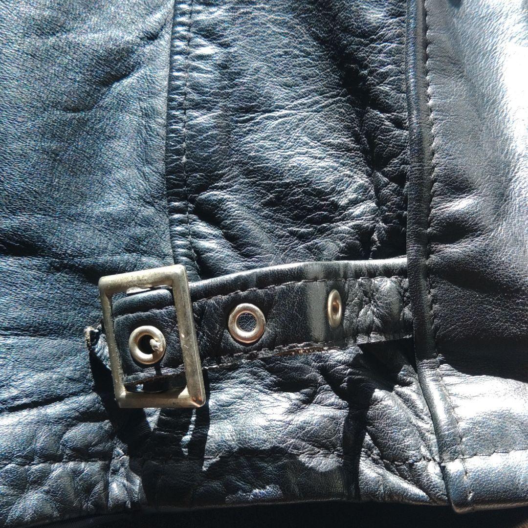 schott ブラックレザーシングルライダースジャケット 42