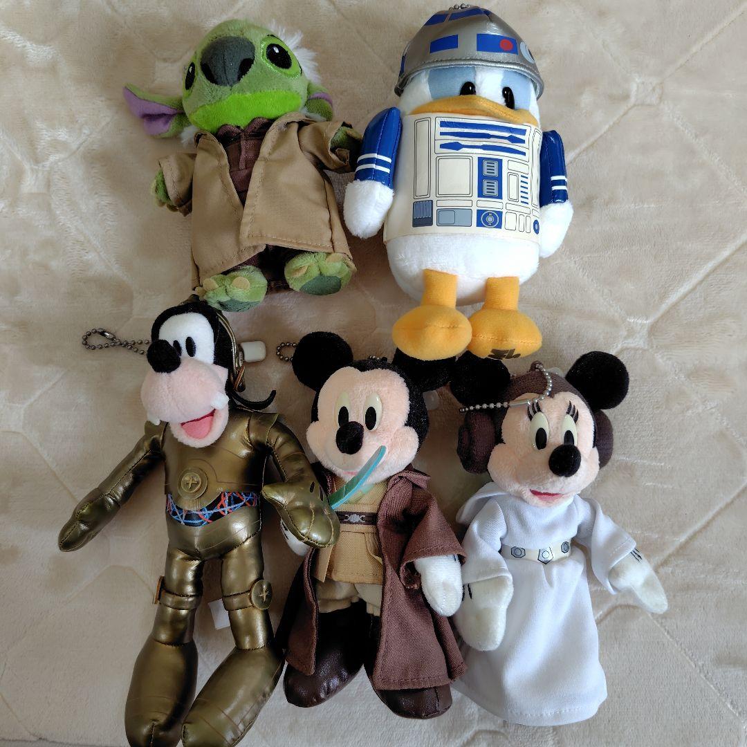 スター・ウォーズ ぬいぐるみ5体セット　ミッキー　ミニー　ドナルド　R2D2