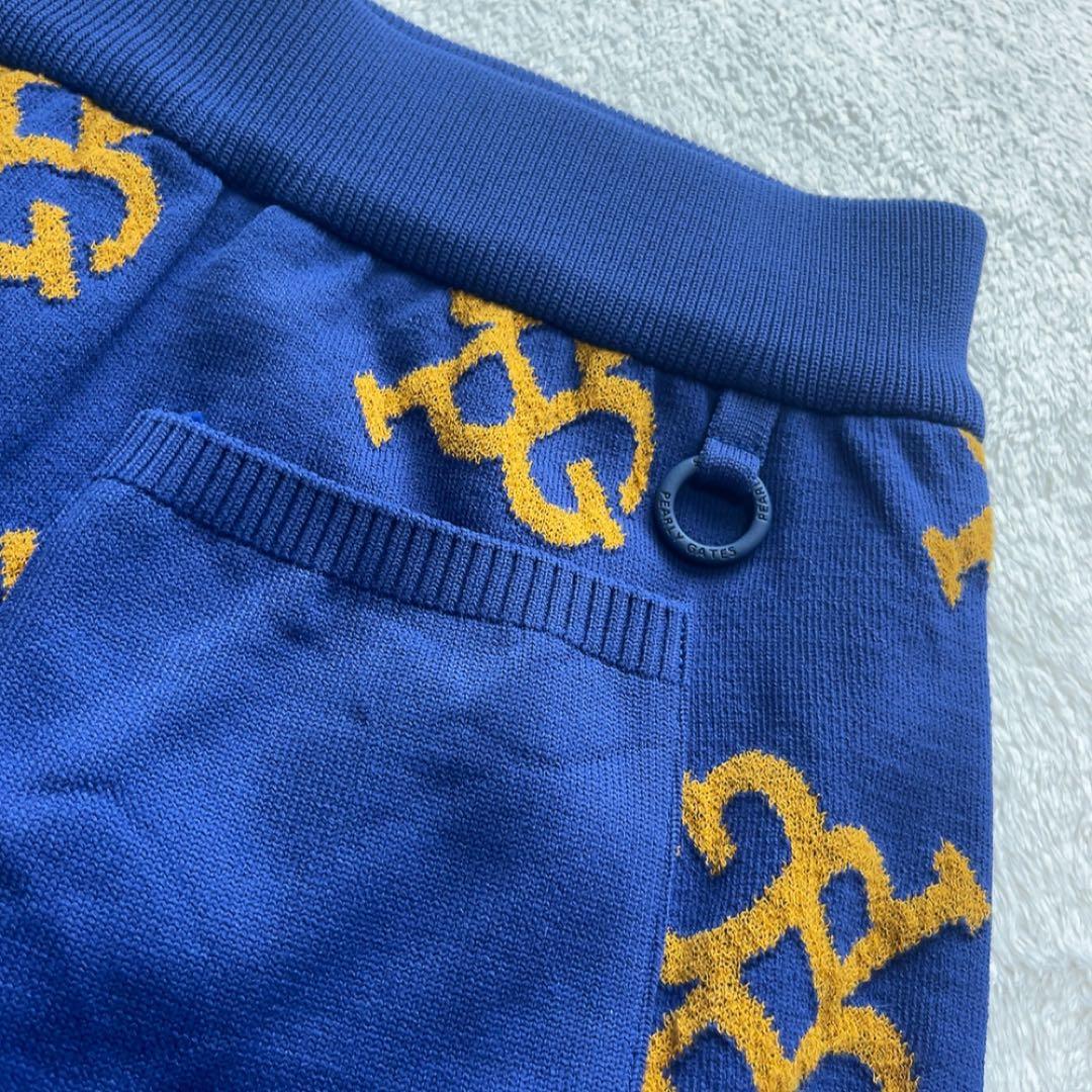 極美品　パーリーゲイツ　ニット　スカート　セットアップ　モノグラム　総柄　ブルー