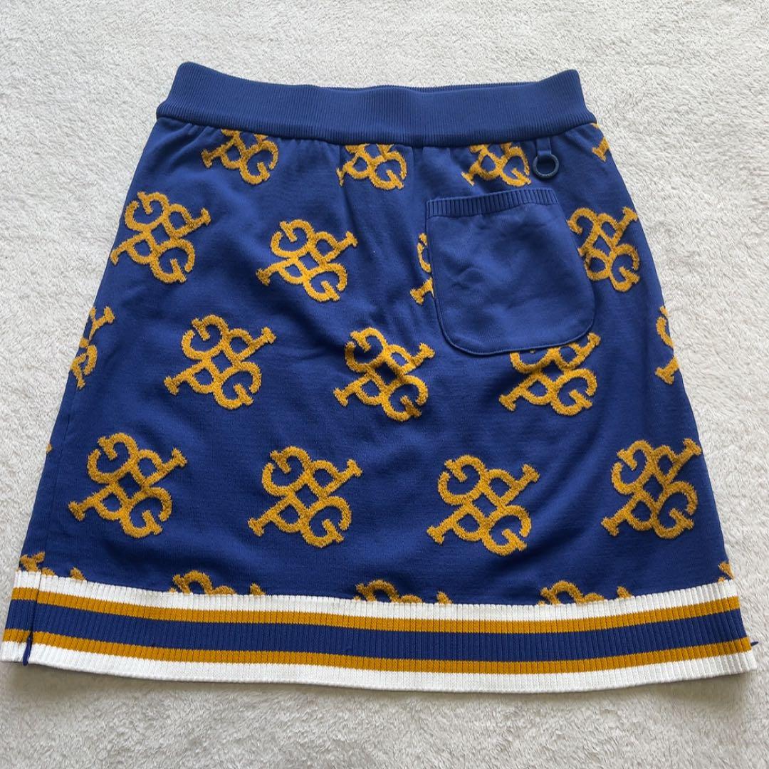 極美品　パーリーゲイツ　ニット　スカート　セットアップ　モノグラム　総柄　ブルー