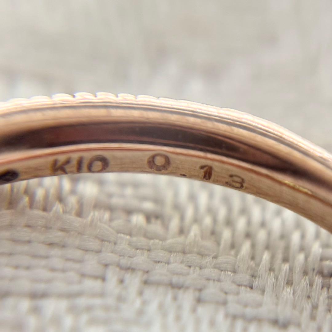 組曲 k10PG ダイヤ ミルグレイン ハーフエタニティ リング