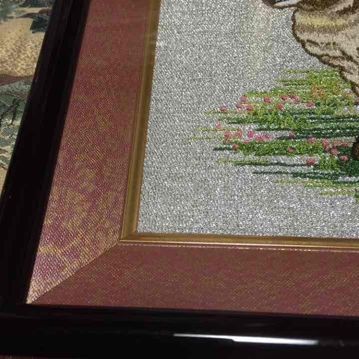 額絵 （手作り刺繍）羊の親子