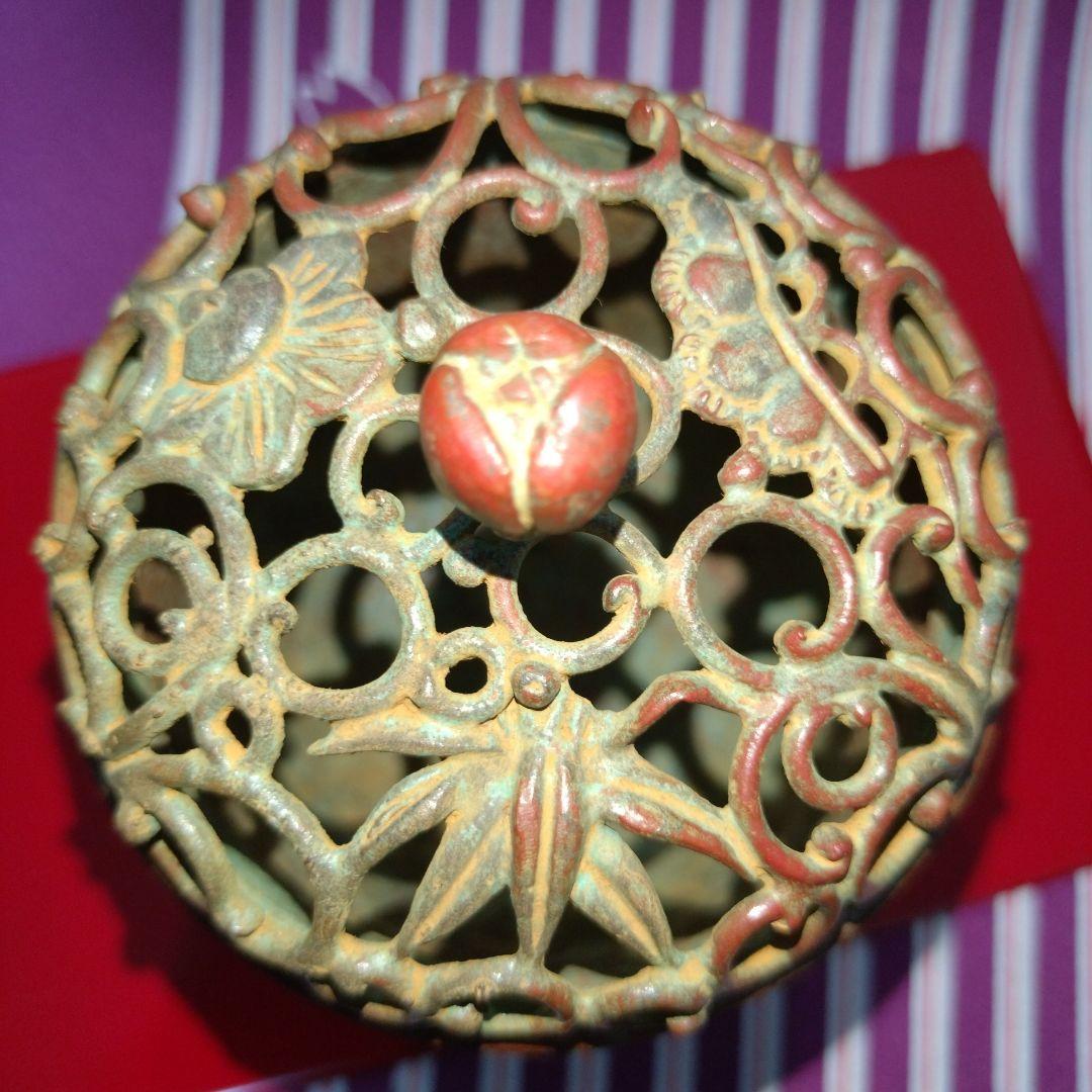 【良品】高岡銅器 須賀月芳作 香炉 蝋型鋳銅 共箱 証明書 香炉灰付