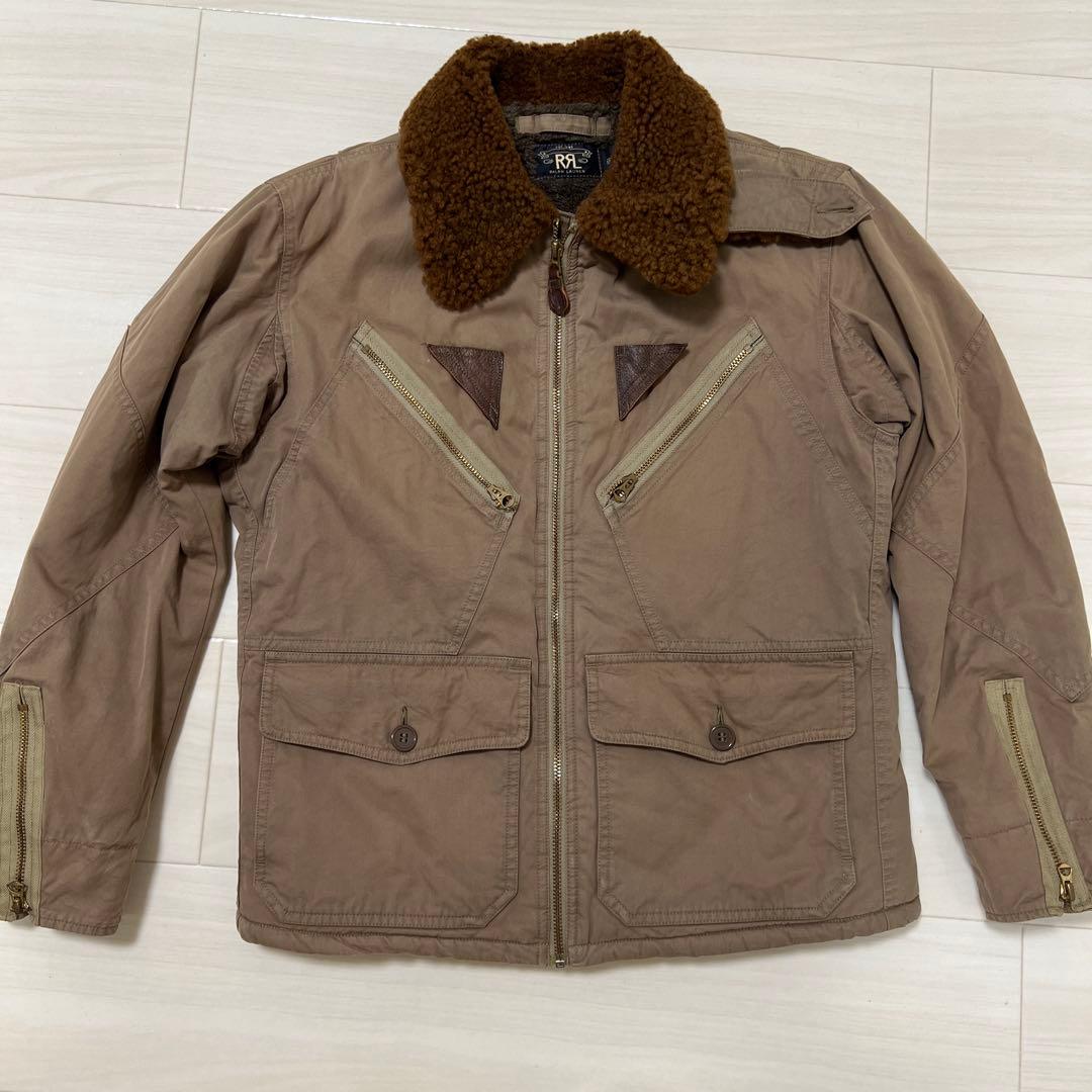 ダブルアールエルRRLボア襟 ブラウンジャケット