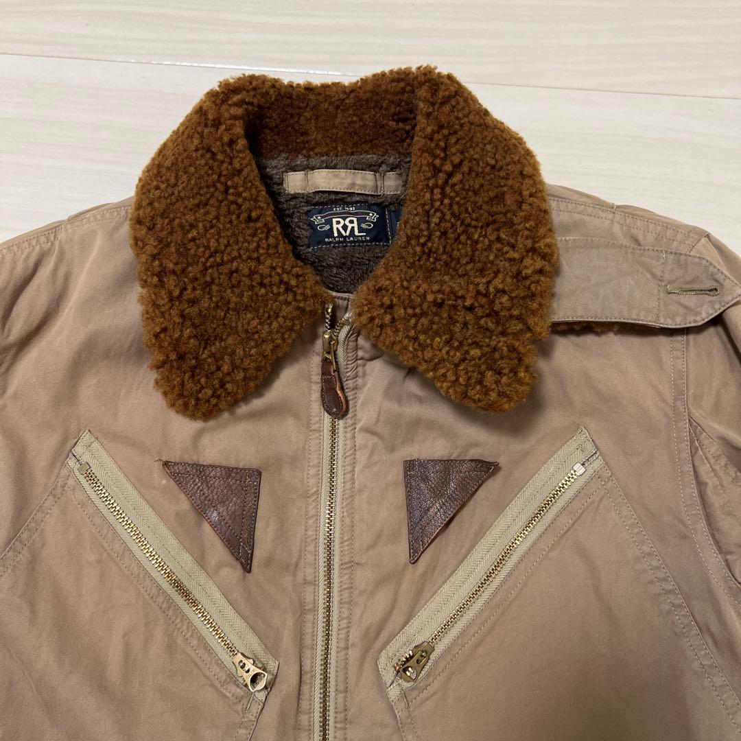 ダブルアールエルRRLボア襟 ブラウンジャケット