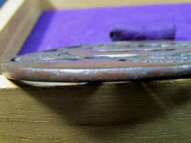 ★武具　刀装具　刀　脇差　透かし銅鍔　鏡師　江戸末期　箱付★