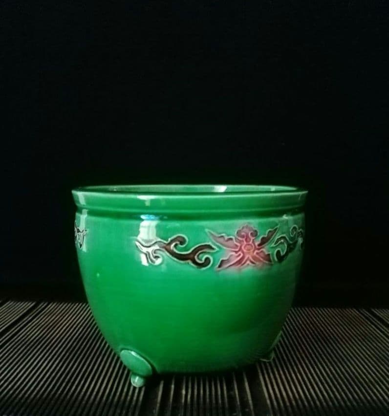 逸品　珉平焼民平焼淡路焼　三彩　手焙　炭入れ　茶道具　茶席　和骨董　アンティーク