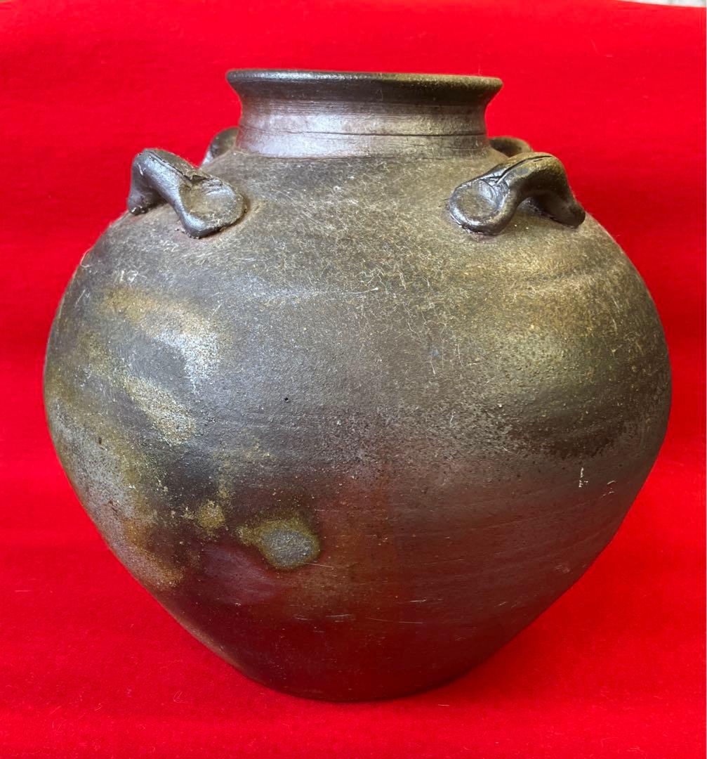Reisuke様　時代備前焼四耳被せ　葉茶壺　森神山　美術品　骨董品　置物