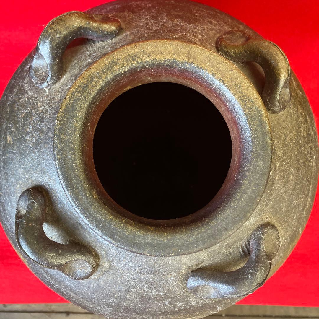 Reisuke様　時代備前焼四耳被せ　葉茶壺　森神山　美術品　骨董品　置物