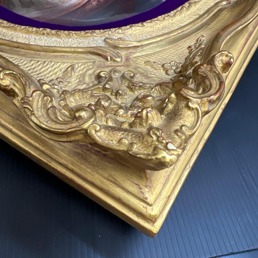 19世紀KPMベルリン人物文陶板画　「KPM」刻印　共箱　東Y7-1219☆1F