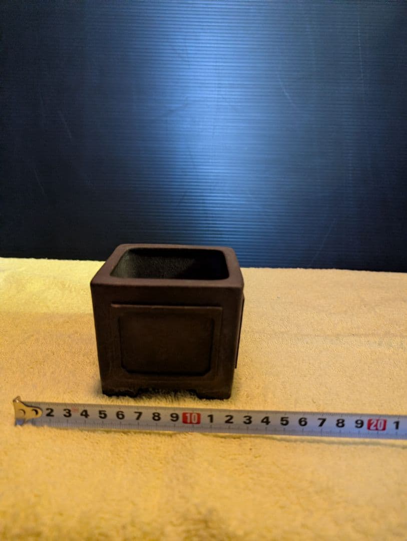 常滑松泉焼印！時代物 四角形 色 約10cm