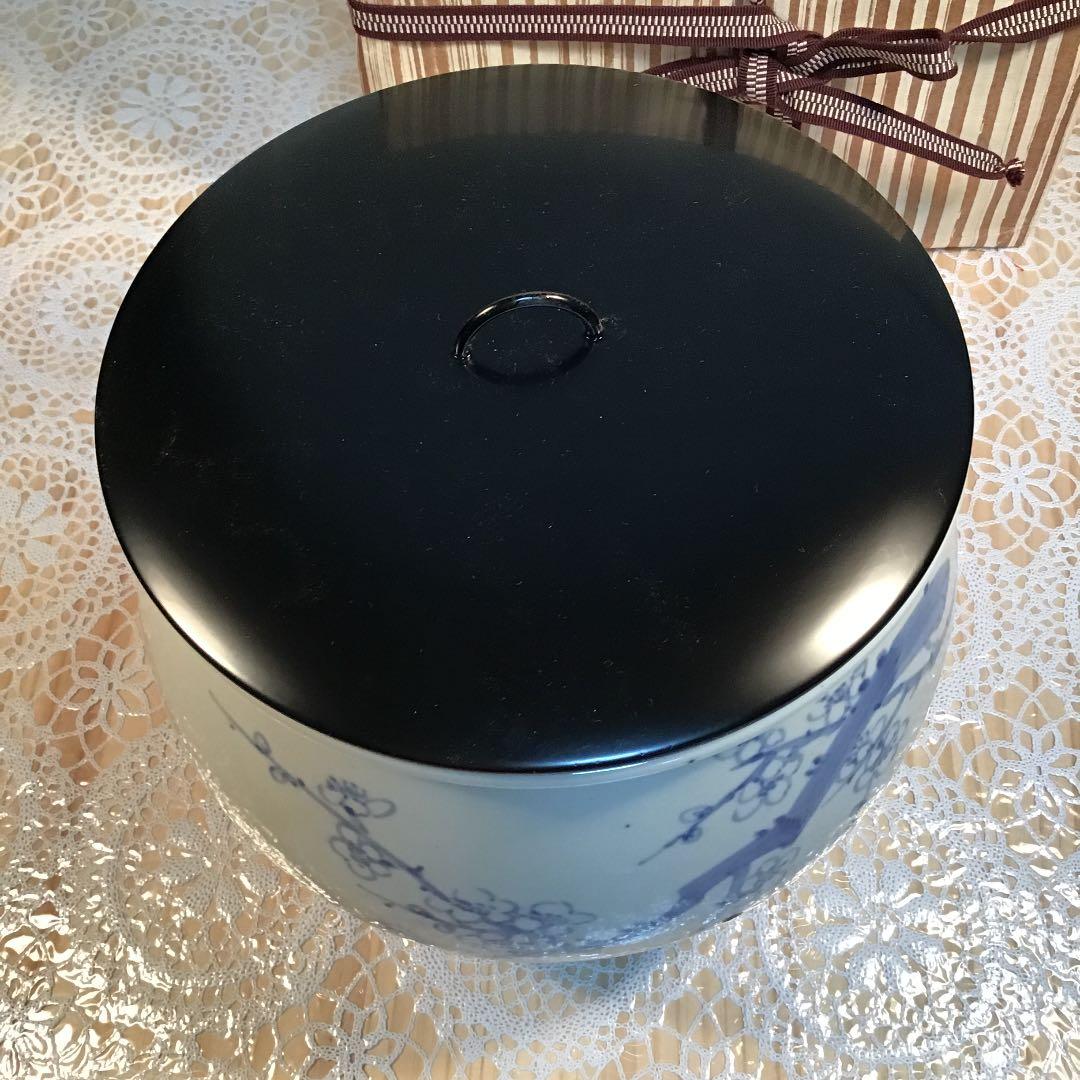 茶道具 水指 青花梅花紋 水指 古作 共箱Ｎ516AL