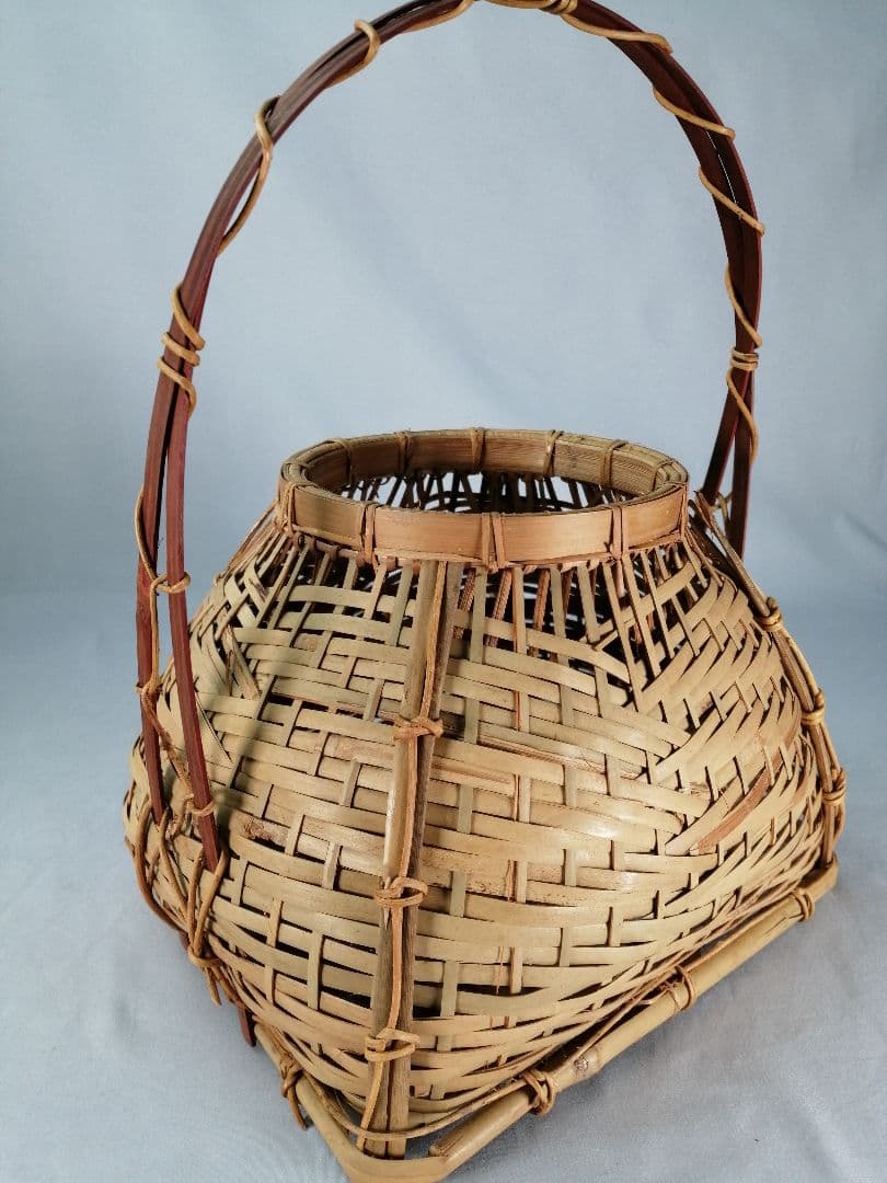 【茶事具】手付き四方籠　花籠　花入230