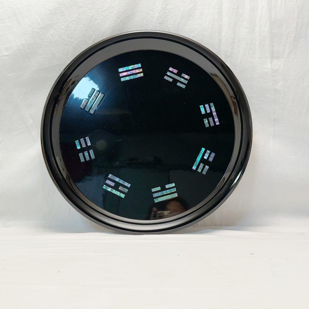 未使用 茶道具 黒塗 螺鈿細工 青貝 八卦盆 丸盆 茶器 元箱