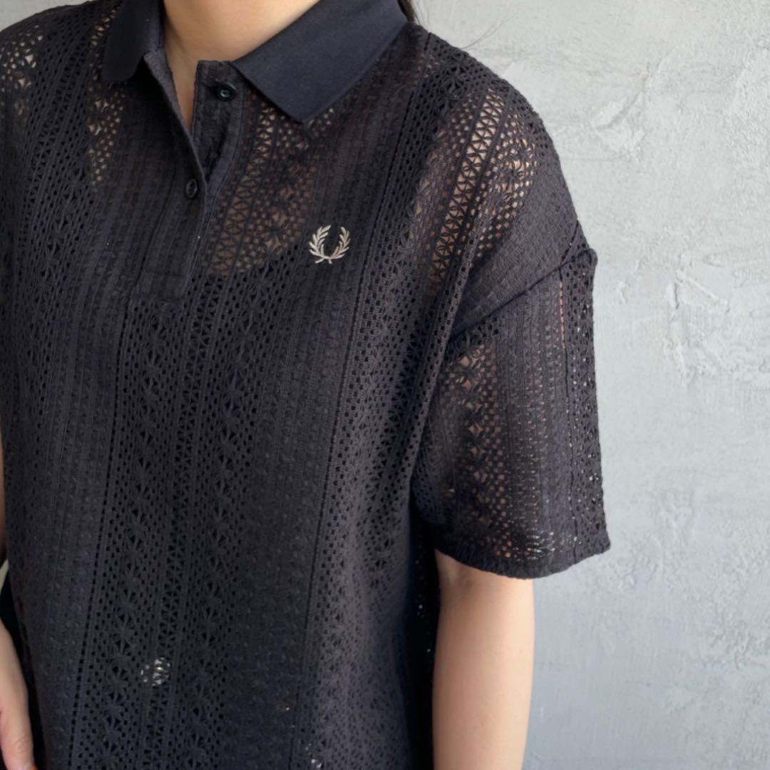 FRED PERRY フレッドペリー レース ポロシャツ ブラック レディース