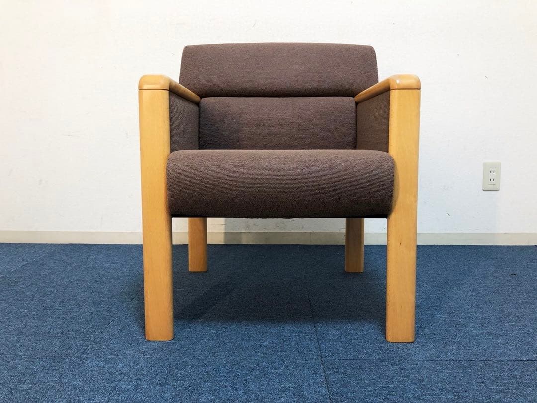 jam okamura 超高級1人用ソファ布張りブラウン生地イージーチェア