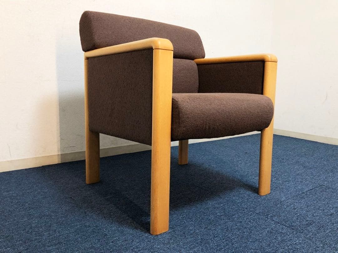 jam okamura 超高級1人用ソファ布張りブラウン生地イージーチェア