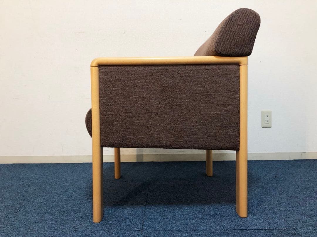 jam okamura 超高級1人用ソファ布張りブラウン生地イージーチェア