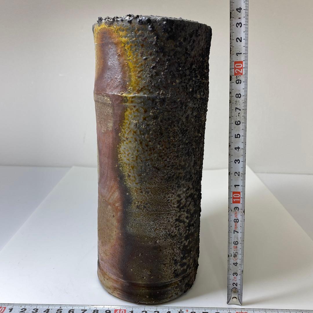 専用　藤原啓　最上位の備前窯変花入　共箱　高さ23.5㎝　東Y6-1007☆2F