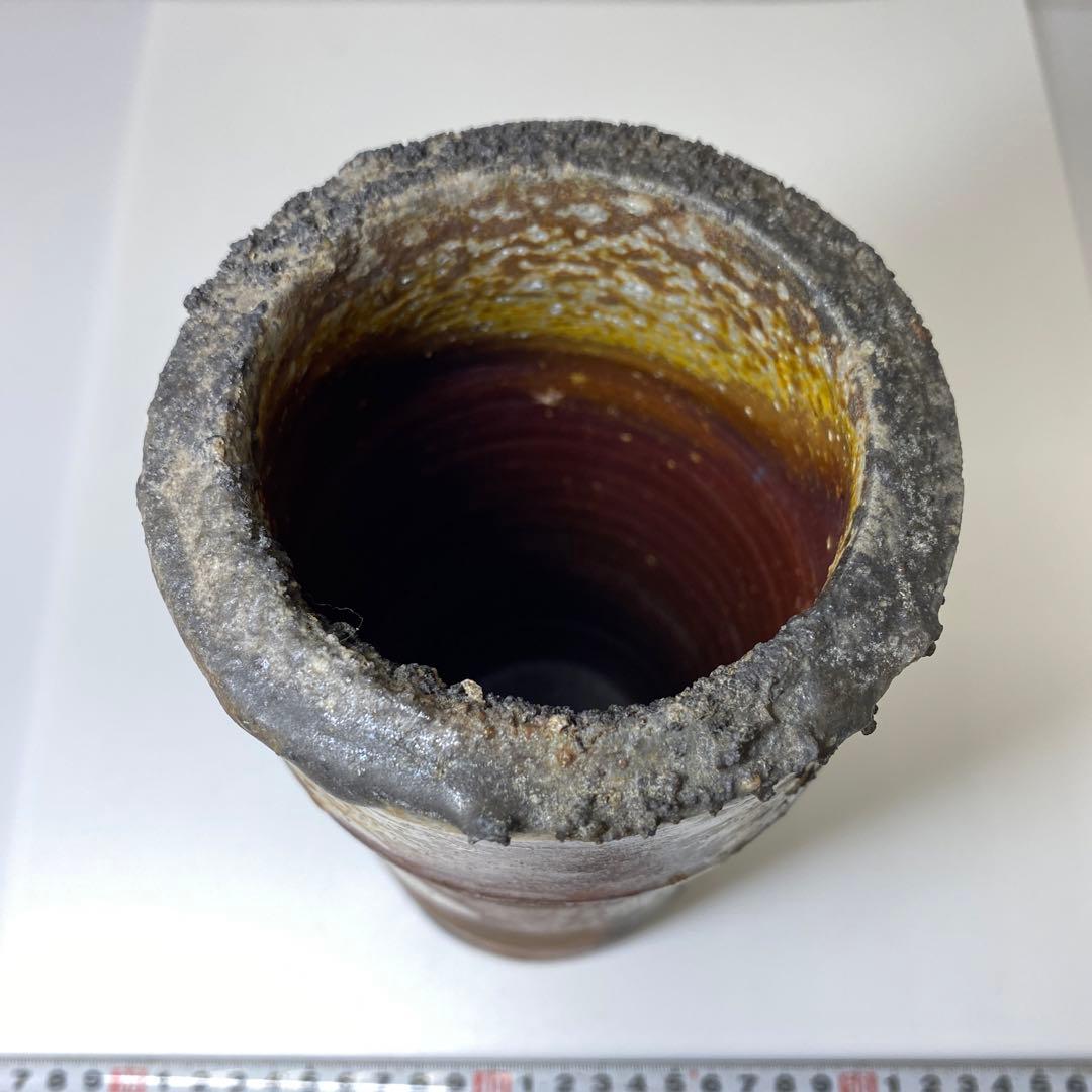 専用　藤原啓　最上位の備前窯変花入　共箱　高さ23.5㎝　東Y6-1007☆2F