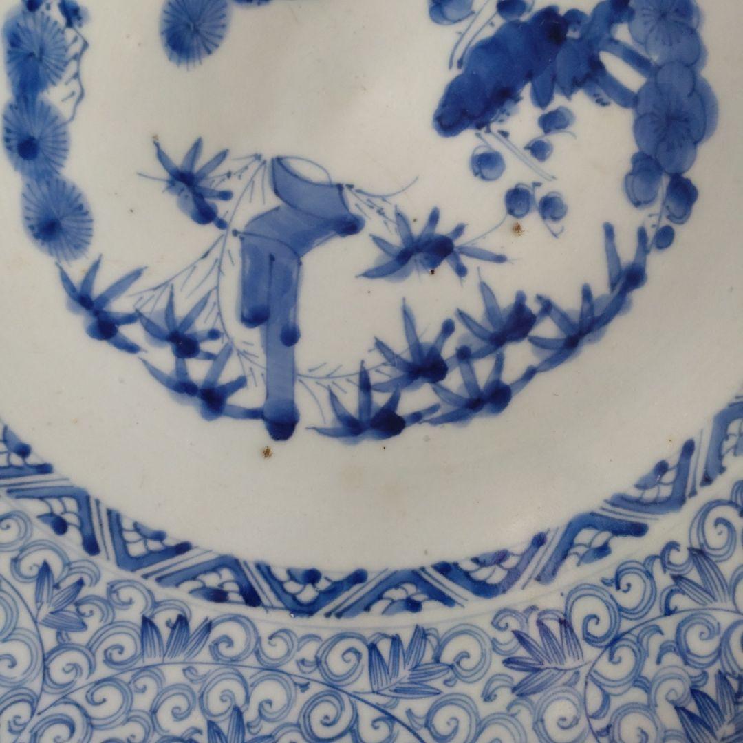 古伊万里　大皿　染付　花唐草　江戸時代　骨董品　アンティーク