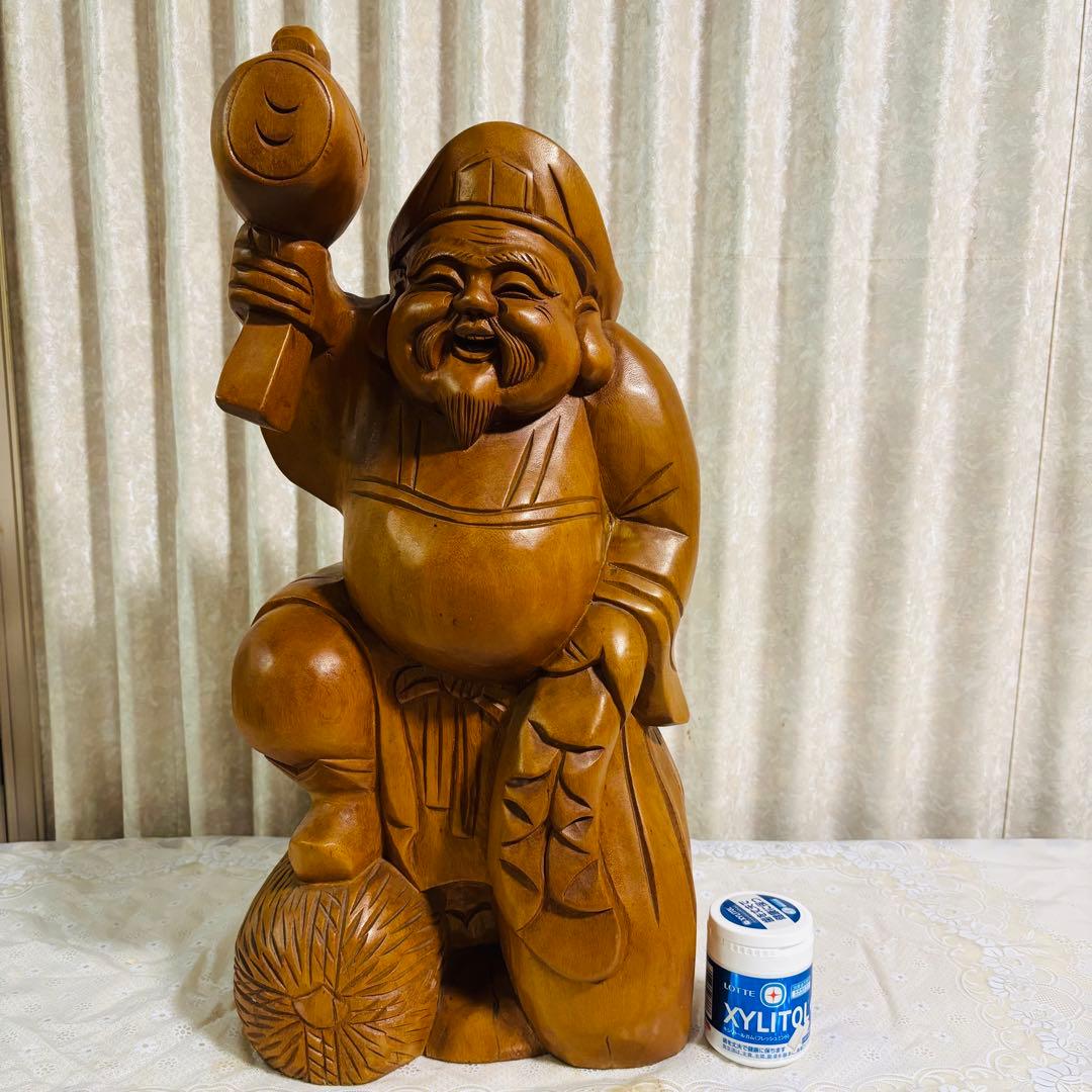 特大⭐️大黒天 木彫り像 七福神 木彫刻 縁起物 商売繁盛 古美術 骨董品 招福