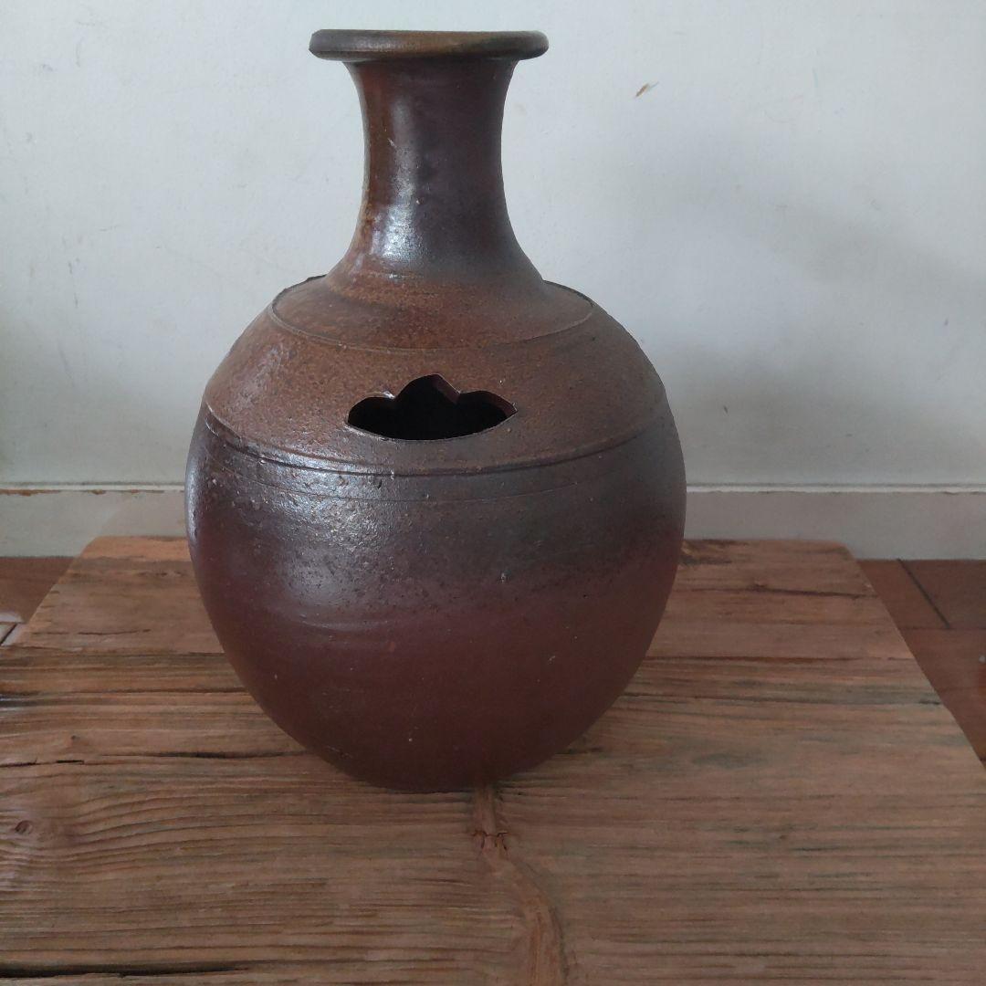 人間国宝、備前焼、藤原啓、松竹梅透花入