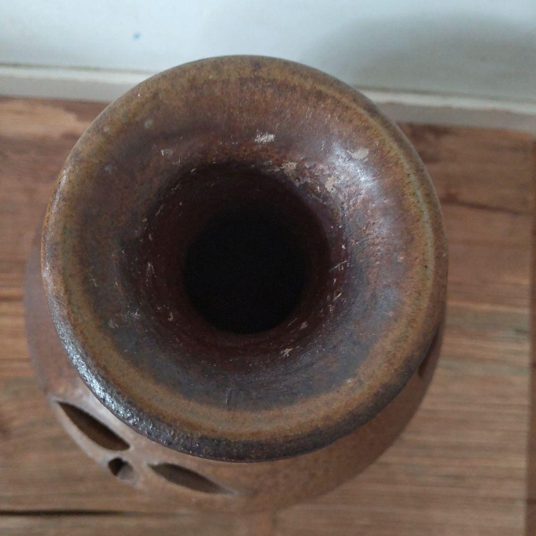 人間国宝、備前焼、藤原啓、松竹梅透花入