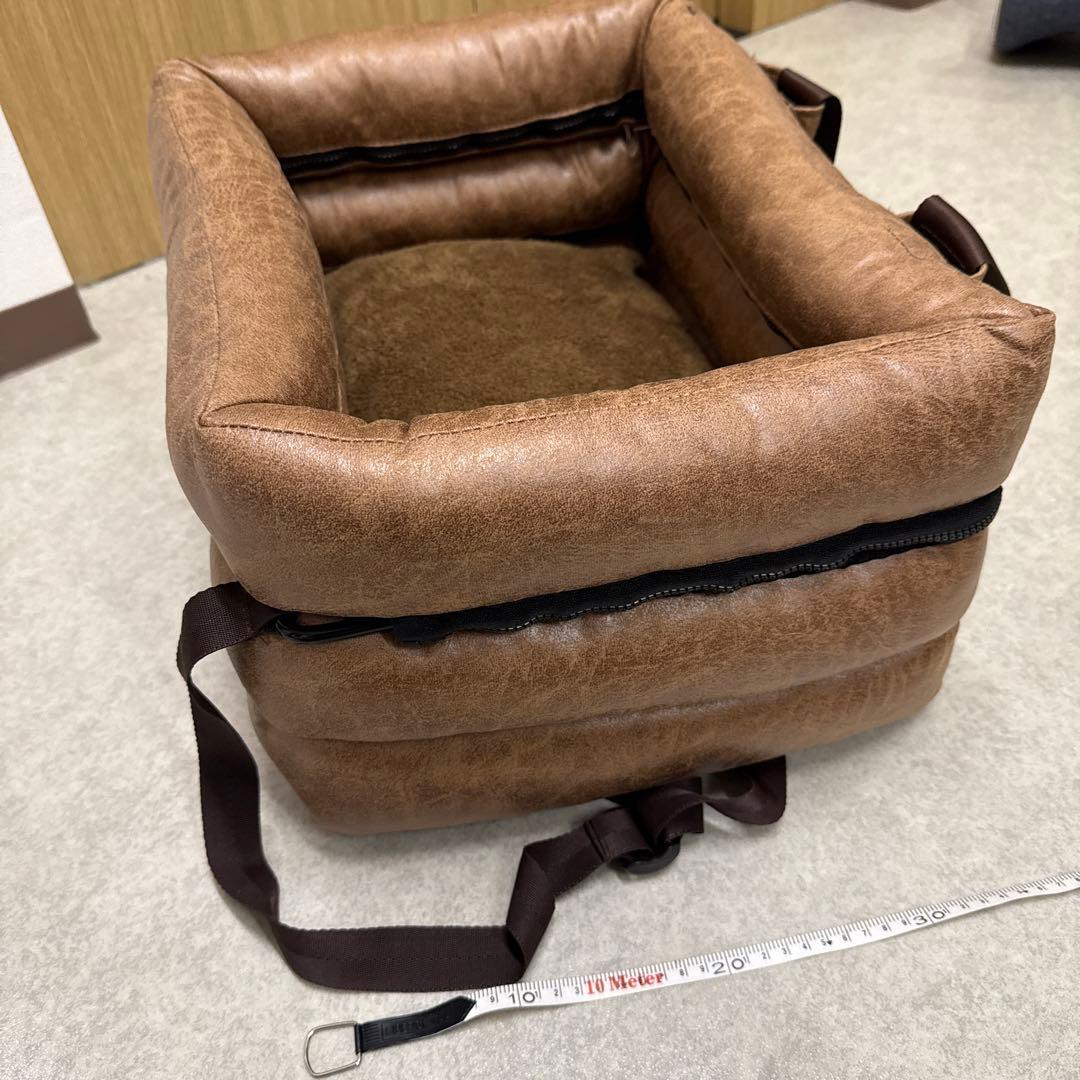 ペット用ブラウン合成皮革ベッド・クッション