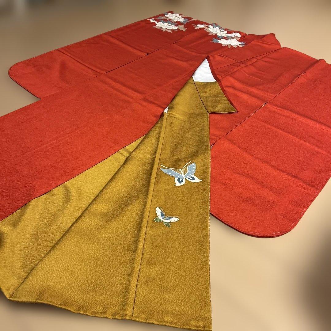 振袖　赤 正絹 美品 しつけ付