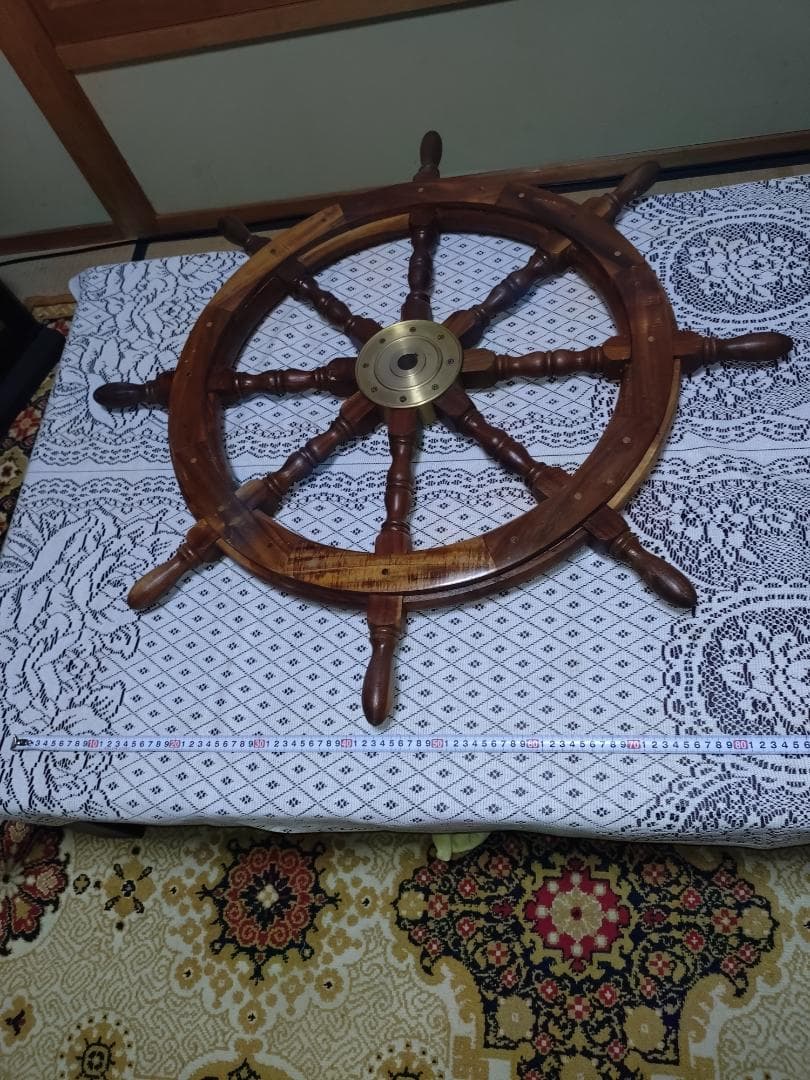 木製 舵輪 直径約70cm