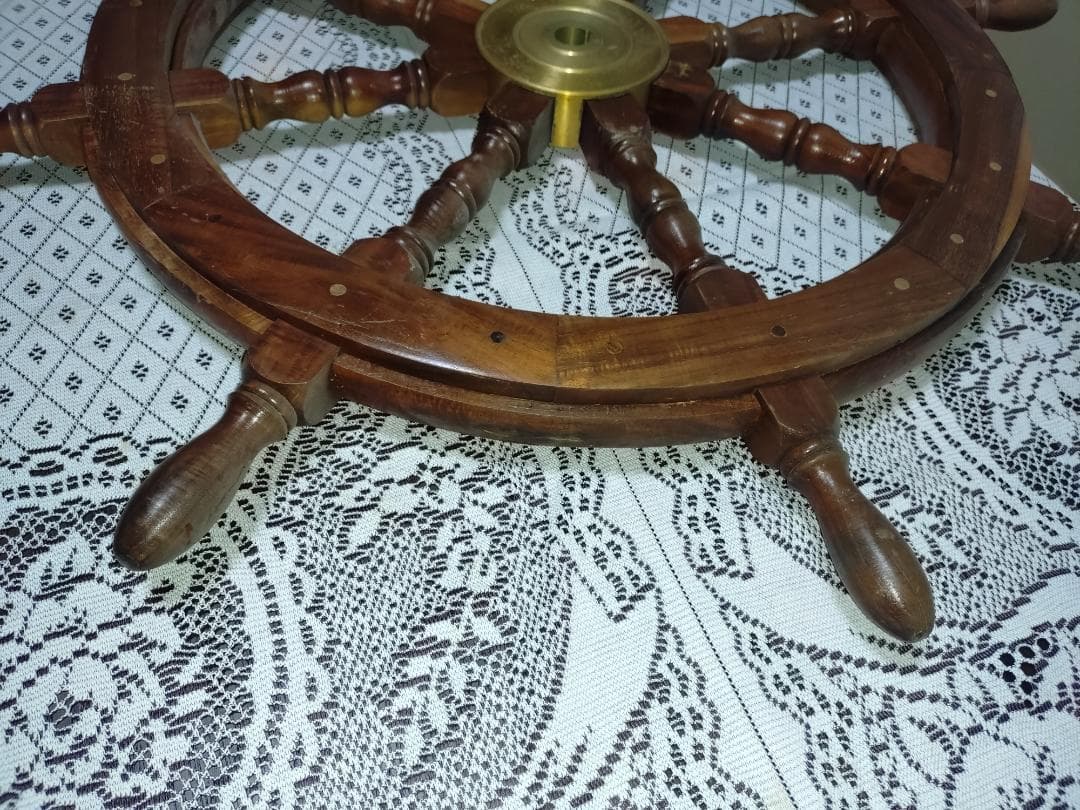 木製 舵輪 直径約70cm