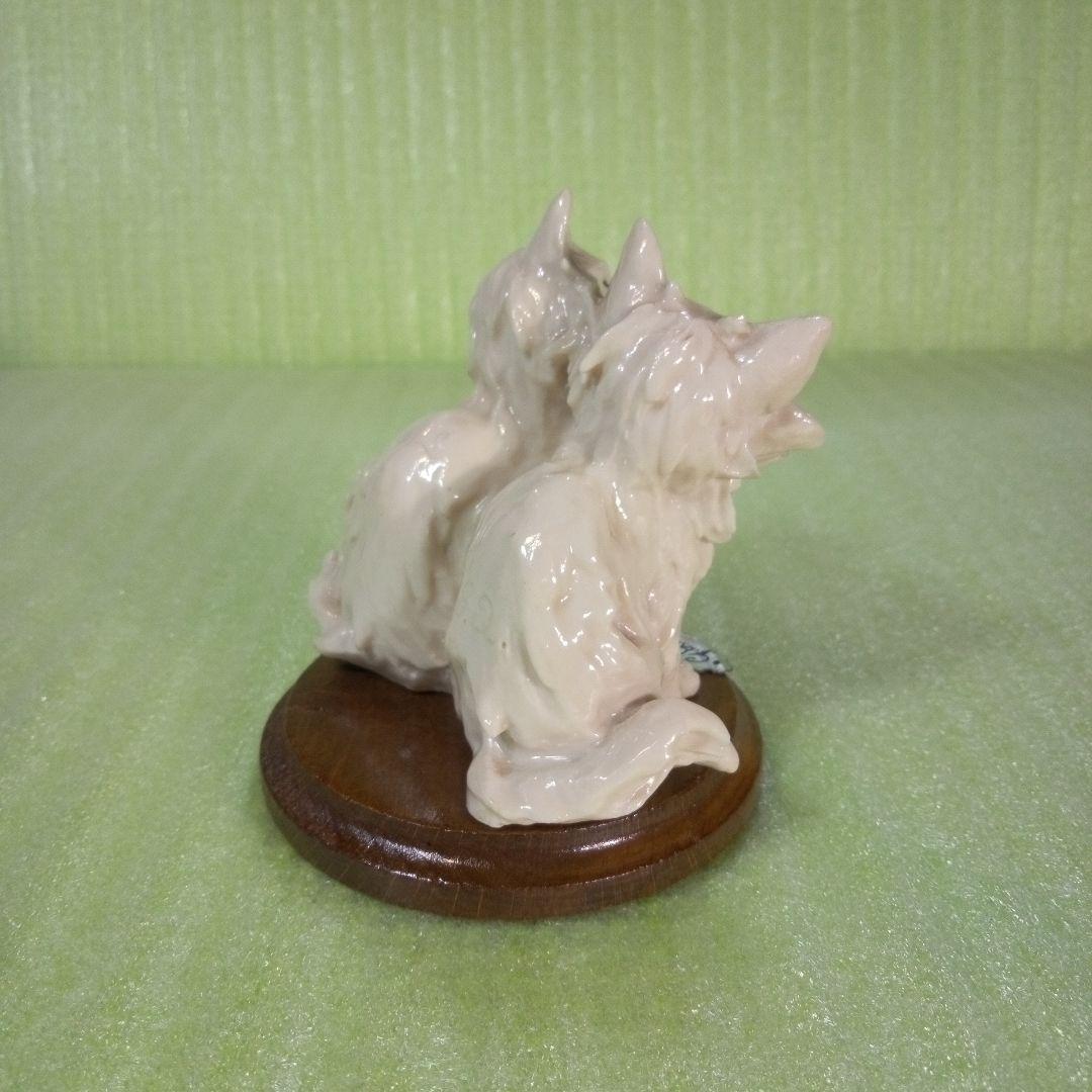 アンティークな猫の置物　仲良し　白猫　ペルシャ？　長毛種？　Whitecat