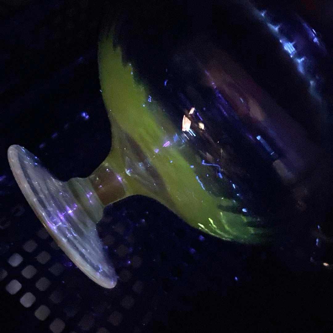 骨董　時代ガラス　ライムグリーン　ボンボニエール 菓子器　キャニスター