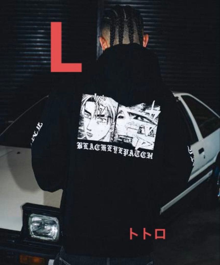 ブラックアイパッチ INITIAL D HOODIE BLACK 頭文字D L